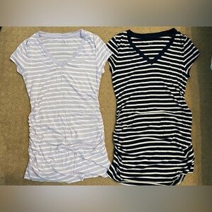 Lot of 2 Liz Lange Maternity Stripe T-Shirts